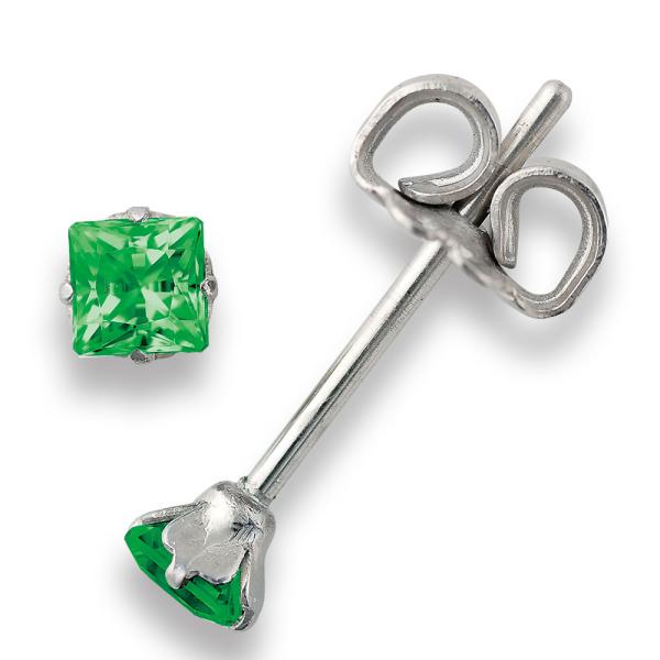 【MARE】ピアス　Square Princess Star Cut　3ｍｍ CZ+PT/IP 81.CZGreen
