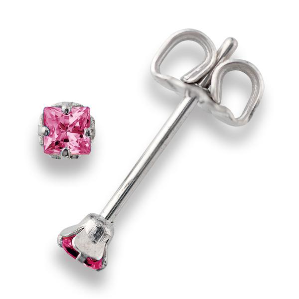 【MARE】ピアス Square Princess Star Cut 2.5mm CZ+PT/IP 86.CZRed