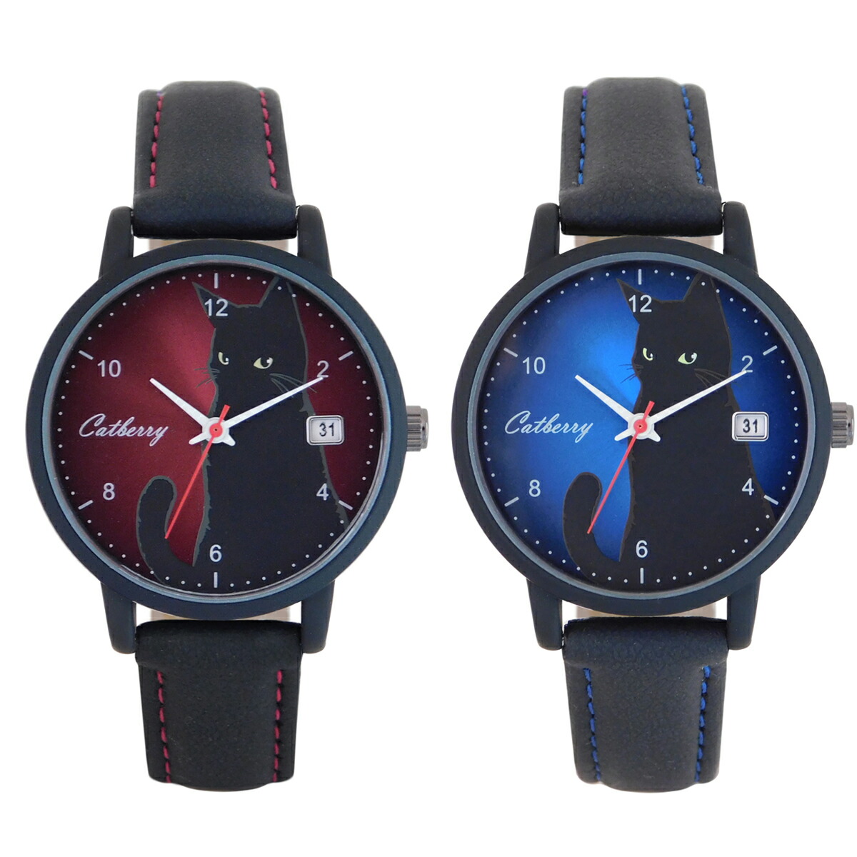 最安値挑戦 B 黒の猫 ネコポス送料無料 腕時計 ネコ レディース ミッドナイトレッド 旧 レディース ウォッチ メンズ ペア 猫グッズ 猫モチーフ かわいい 雑貨 猫 好き な 人 プレゼント ギフト オシャレ 猫 誕生日 人気 アクセサリー B 限定製作