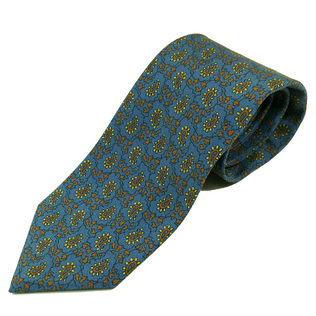 E.& G.CAPPELLI(E.& G.カペッリ) イタリア製 ネクタイ ペイズリー プリント ヘビーシルク EG50000-19 ブルーｘベージュｘイエロー