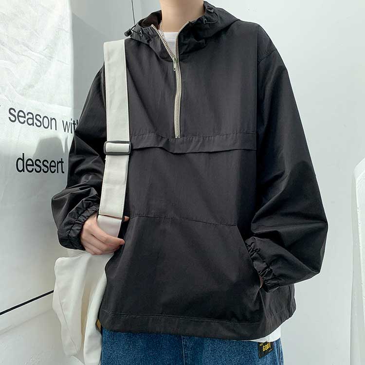 市販 ハーフジップパーカー メンズ フード付き プルオーバー パーカー メンズジャケット 長袖 コート 大きいサイズ 春服 トップス 韓国ファッション かっこいい カップル服 ユニセックス 男女兼用 春秋 秋服 ゆったり Clayhands Org