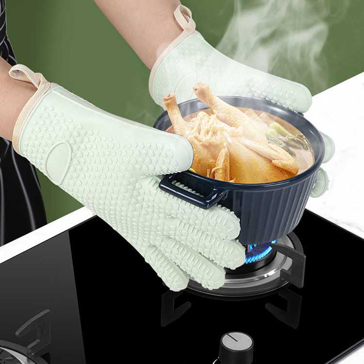 生まれのブランドで 耐熱 耐熱600℃ 5本指 両手用 オーブン手袋 鍋つかみ 左右手兼用 キッチン 厚手 シリコングローブ キッチングローブ 耐熱防水  シリコンミトン 電子レンジ 手袋 滑り止め かわいい 耐熱グローブ おしゃれ オーブンミトン