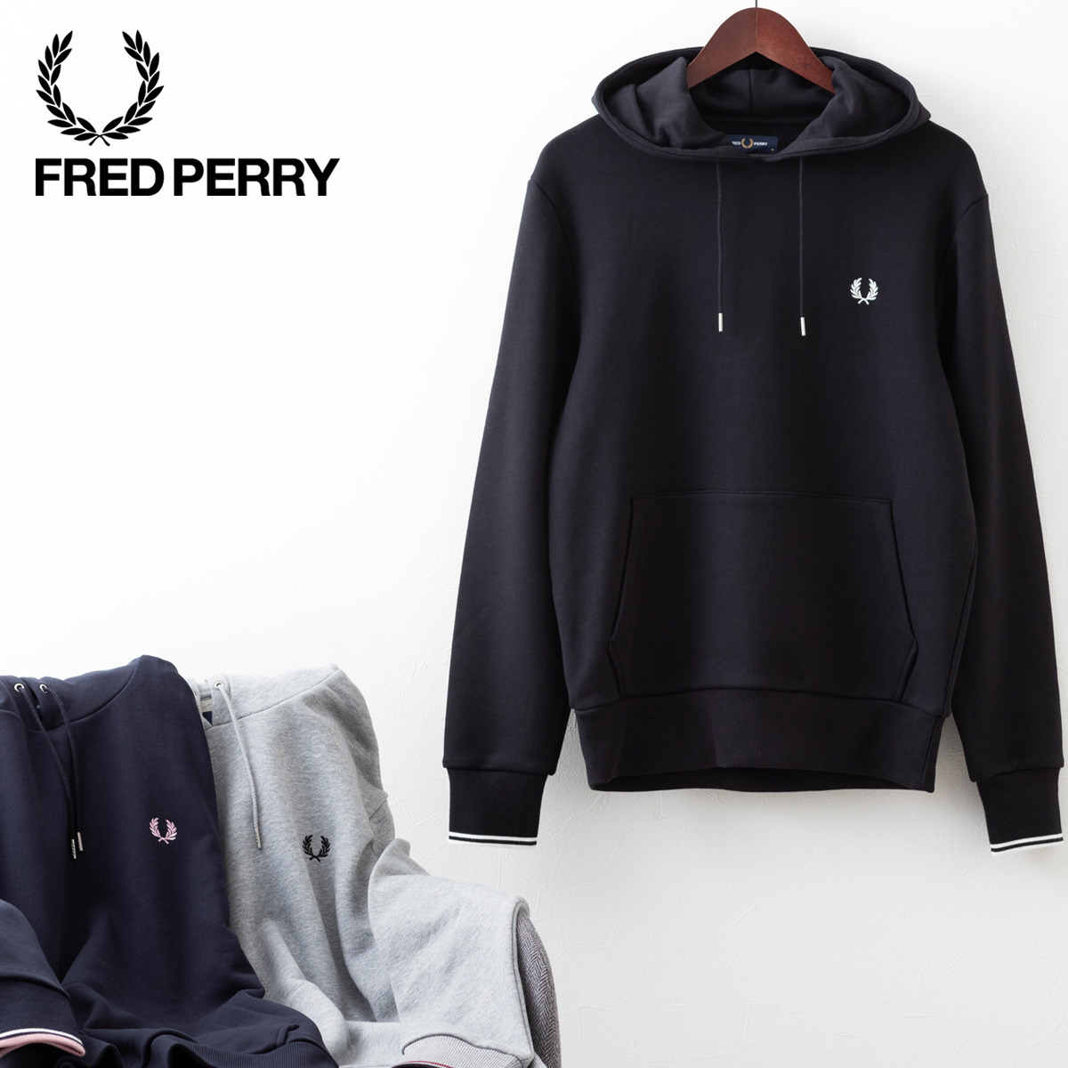 新品 FRED PERRY フレッドペリー メンズ パーカー ブラック Sサイズ+