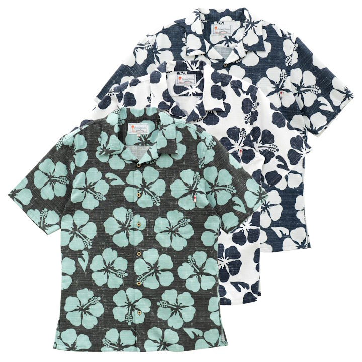 かりゆし御召しもの メンズ メンズオープンカラーシャツ（090） 全3色 半袖/JM0309035