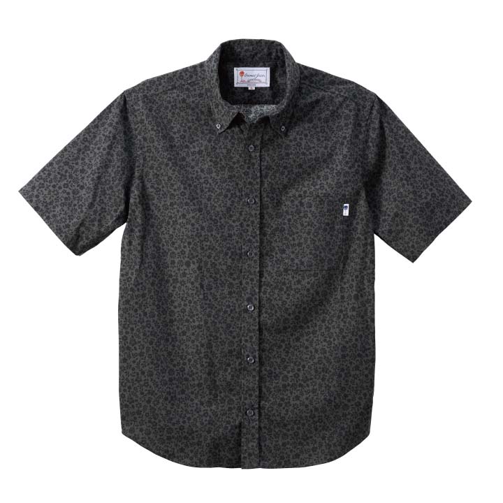 かりゆし御召しもの メンズボタンダウンシャツ（040）全4色 半袖 BLACK/JM0204037