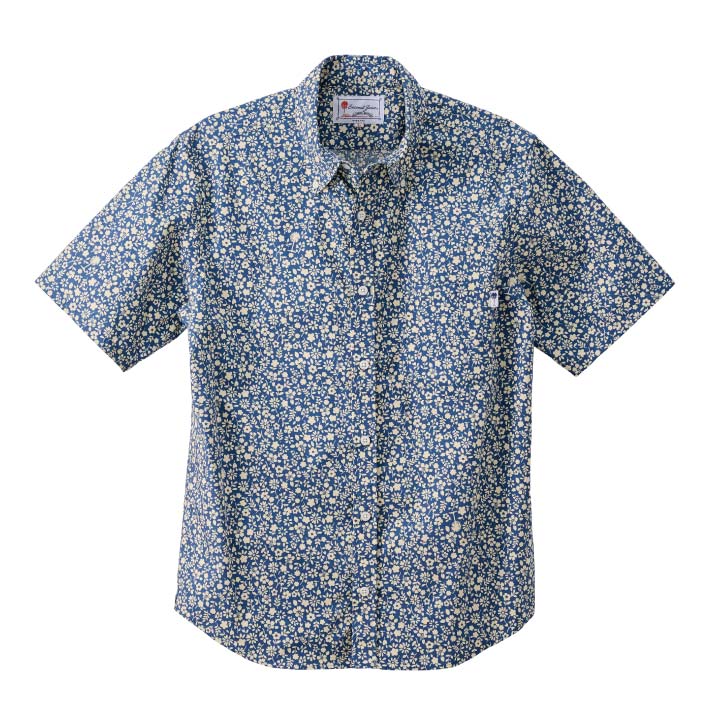 かりゆし御召しもの メンズボタンダウンシャツ（040）全4色 半袖 NAVY/JM0204037