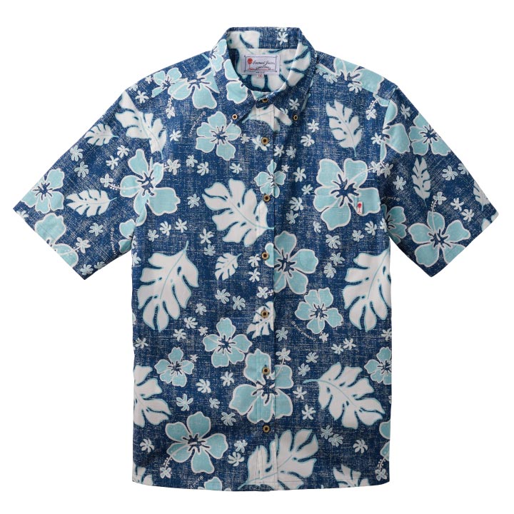 かりゆしお召しもの メンズボタンダウンシャツ 全7色 半袖 BLUE/JM0204237