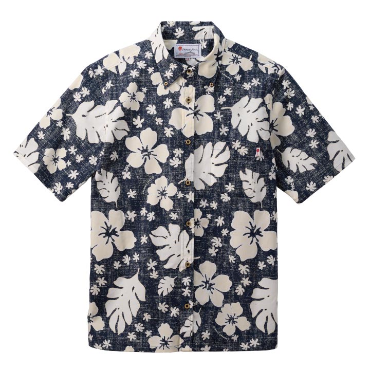 かりゆしお召しもの メンズボタンダウンシャツ 全7色 半袖 NAVY/JM0204237