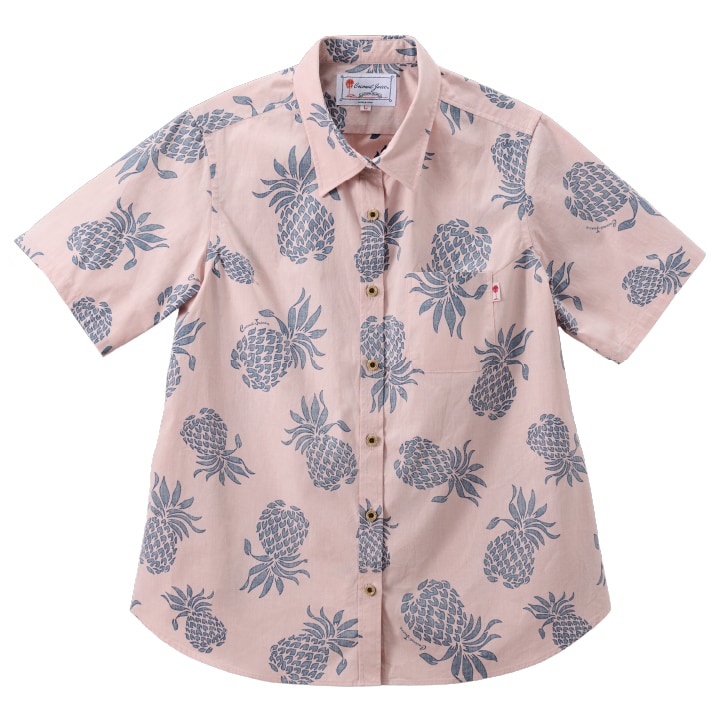かりゆしウェア レディースレギュラーカラーシャツ 全4色 半袖 PINK/JL0104338PK