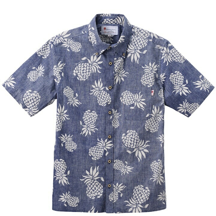 かりゆしお召しもの メンズボタンダウンシャツ 全4色 半袖 NAVY/JM0204338NV