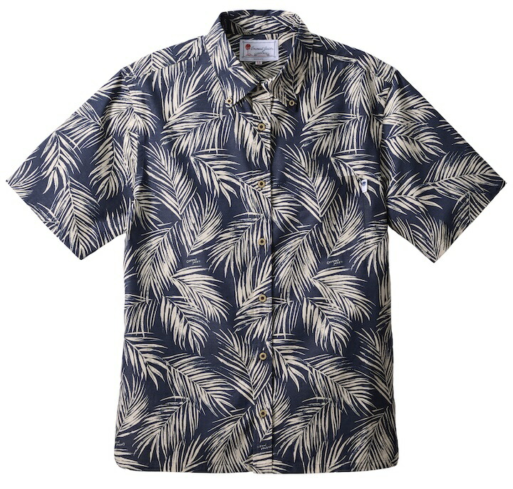 かりゆしお召しもの メンズボタンダウンシャツ 全2色 半袖 NAVY/JM0205038NV