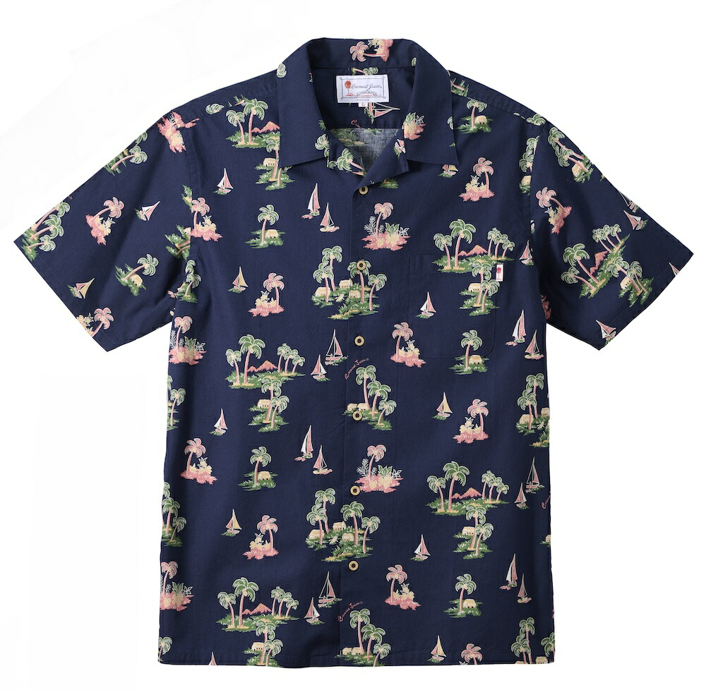 かりゆしお召しもの メンズオープンカラーシャツ 全2色 NAVY/JM0304738NV