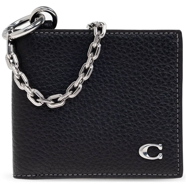 COACH コーチ チェーン付きミニウォレット ブラック COACH】コーチ レザー シグネチャー 型押し チェーン ミニ