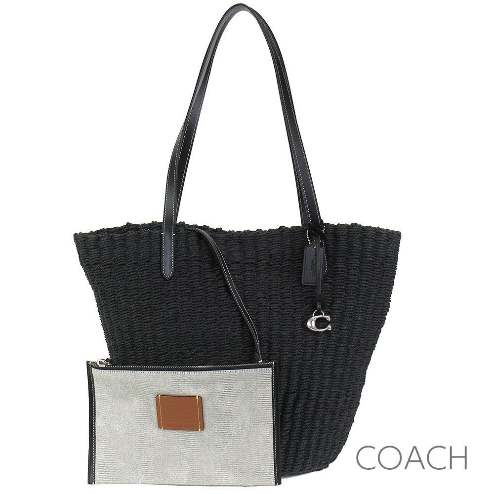 【美品】COACH コーチ かごバッグ ストロー トートバッグ ミニトート COACH - COACH コーチ カゴバッグ ストローの通販 by celeb