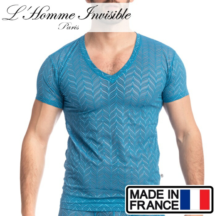 男性用 メンズTシャツ フランス高級下着 ルームウェア メンズ インナー アンダーシャツ L'Homme Invisible Celestial Dreams レース メッシュ Ｔシャツ(my73-cel-280)