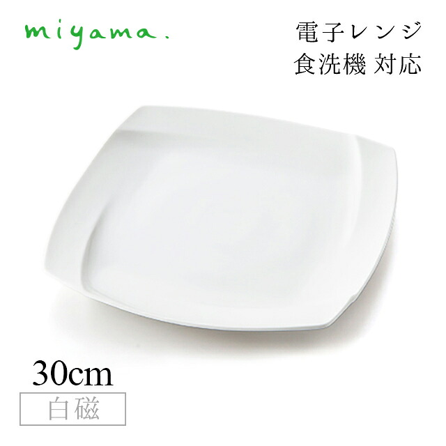 食器皿 30cm プレート 2枚セット オビ Obi 白磁 深山陶器 miyama（03-001-101）おしゃれ 美濃焼 白い食器 電子レンジ可 食洗機可