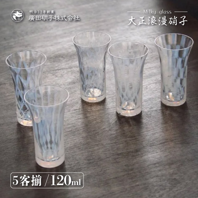 一口ビール 五客揃 120ml 大正浪漫 廣田硝子（TR-5000）ビアグラス 天開グラス レトロ｜ANNON キッチン・業務用食器