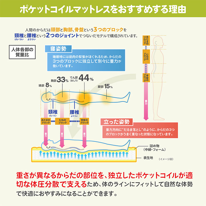 日本製ポケットコイルマットレス脚付きマットレスシングル(Sサイズ)コットンプラス【送料無料】【開梱・設置無料】日本製ポケットコイルマットレス専門ストアCraftia(クラフティア)