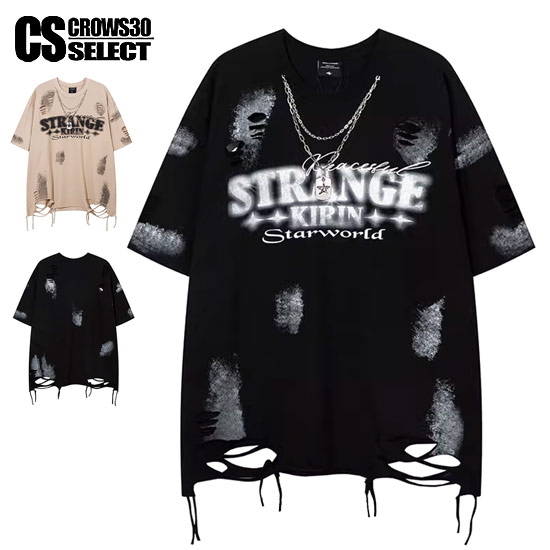 Tシャツ メンズ ネックレス モード系 Tシャツ メンズ ダメージ加工 ロング丈 カットソー メンズ モード系 Tシャツ メンズ V系 カットソー メンズ 英字 ロゴ 汚し加工 メンズ 2024 春 夏 新作 お兄系 ホスト V系 ビジュアル系 ファッション 地雷系 バンド ステージ衣装 8,564円