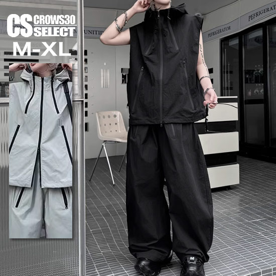 クロノス　ノースリーブ フーディー パンツ セットアップ　グレー　S　メンズ クロノス ノースリーブ フーディー パンツ セットアップ グレー