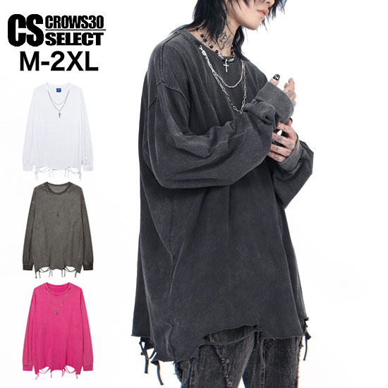 モード系 ロングTシャツ メンズ ダメージ トップス V系 ロンT メンズ Tシャツ メンズ モード系 メンズ カットソー レディース ヴィジュアル系 ファッション スカート男子 モード系 トップス V系 トップス お兄系 ヴィジュアル系 ファッション 衣装 韓国 ファッション