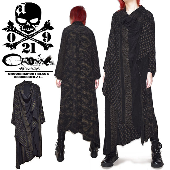 ワン泰平 メンズ モード系 メンズ ロングtシャツ レディース ワンピース ドレープカットソー 幾何学柄 ライン 長袖 Tシャツ インポート トップス 送料無料 21 春 秋 冬 新作 ホスト V系 ビジュアル系 ファッション 衣装 お実兄系 Allegro アレグロ レディース Alcw