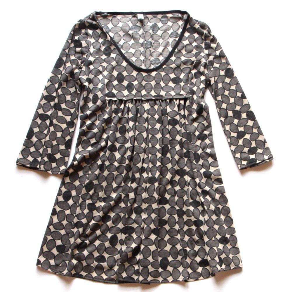 ☆選べるレディース服3点福袋対象商品☆ベルスリーブ ７部袖 石ころ チュニック[SG]【送料無料】（返品交換ギフト包装不可） レディース 婦人服 骨格ストレート Uネック 長め丈 トップス カットソー 9号 Mサイズ ドット 水玉｜キュリアス（雑貨・スーツケース）