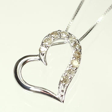 ダイヤモンド ネックレス 天然ダイヤモンド0.2ct×ホワイトゴールド　オープンハートペンダント（ネックレス）【対応】