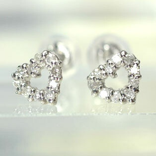 ダイヤモンド ピアス プラチナ・ダイヤモンド0.15ct　オープンハートピアス