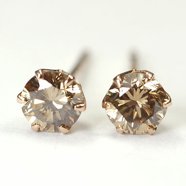 ダイヤモンド ピアス ピンクゴールド 一粒 K18PG・ブラウンダイヤ0.4ct　スタッドピアス 35,607円