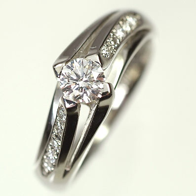 婚約指輪 プラチナ・ダイヤモンド0.38ct（Hカラー・SI・GOOD・0.3ct・鑑定書付＋0.08ct）　エンゲージリング（指輪） 婚約指輪｜キュートジュエリー