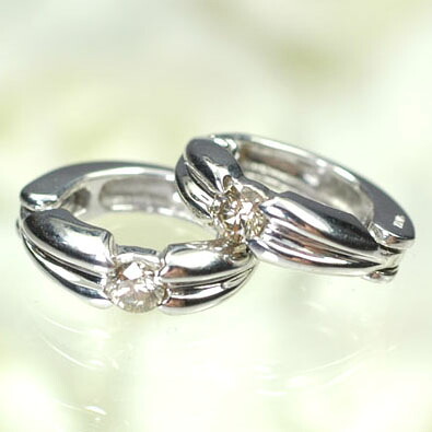 ピアリング イヤリング ダイヤモンド K18WG・ダイヤモンド0.2ct ピアリング｜キュートジュエリー