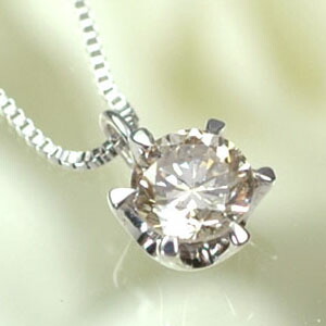 ダイヤモンド ネックレス 一粒 K18WG・ダイヤ(LB)0.2ct　スタッドペンダント(ネックレス）｜キュートジュエリー