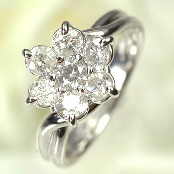 ダイヤモンド リング K18WG・ダイヤモンド1.0ct　フラワーリング（指輪） ダイヤモンド指輪｜キュートジュエリー