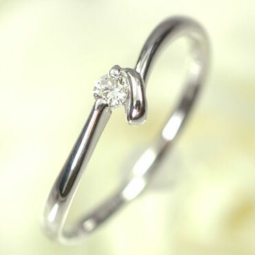 ダイヤモンド リング K18WG・ダイヤモンド0.05ct　シンプルリング ダイヤモンド指輪