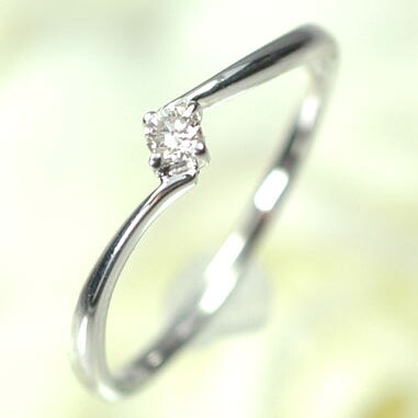 ダイヤモンド リング K18WG・ダイヤモンド0.05ct　シンプルリング ダイヤモンド指輪｜キュートジュエリー