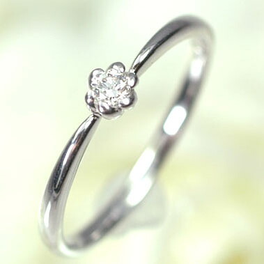 ダイヤモンド リング K18WG・ダイヤモンド0.07ct　シンプルリング ダイヤモンド指輪