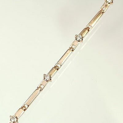 ダイヤモンド ブレスレット ピンクゴールド K18PG・ダイヤ0.2ct　７ダイヤブレスレット