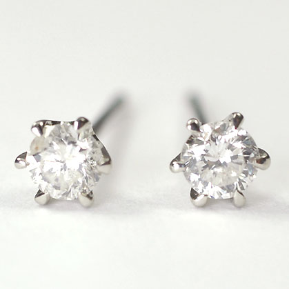 人気デザイナー プラチナ ダイヤモンド ピアス 一粒 ダイヤ0.2ct H