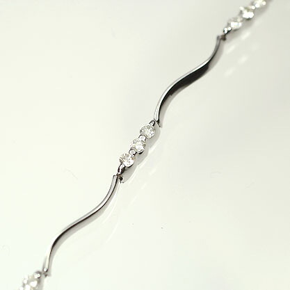 ダイヤモンド ブレスレット K18WG・ダイヤ0.45ct　ウェーブブレスレット｜キュートジュエリー
