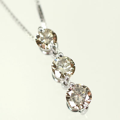 ダイヤモンド ネックレス スリーストーン K18WG・ダイヤ0.3ct　スリーストーンペンダント（ネックレス）