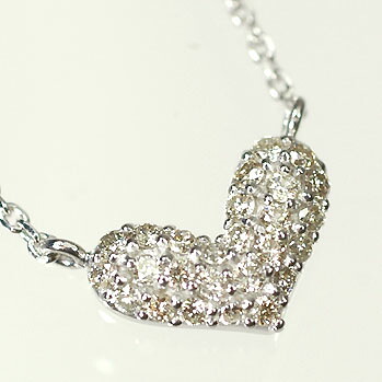 ダイヤモンド ネックレス K18WG・ダイヤ0.15ct　ハートパヴェペンダント（ネックレス）｜キュートジュエリー 65,340円