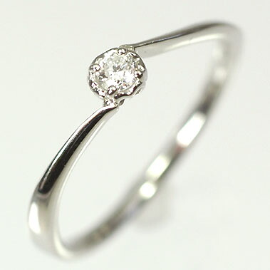 ダイヤモンド リングプラチナ・ダイヤ0.07ct　シンプルリング（指輪） ダイヤモンド指輪｜キュートジュエリー