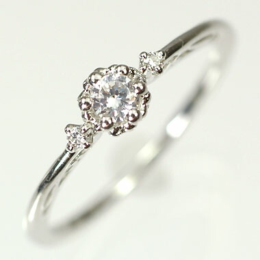 婚約指輪 プラチナ・ダイヤモンド0.1ct（H・SI・GOOD・鑑定書付） エンゲージリング（婚約指輪） プロポーズリング｜キュートジュエリー