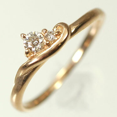 ダイヤモンド リング ピンクゴールド K10PG・ダイヤモンド0.08ct　シンプルリング（指輪） ダイヤモンド指輪｜キュートジュエリー 56,496円