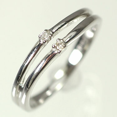 ダイヤモンド リング K10WG・ダイヤモンド0.02ct シンプルリング(指輪) ダイヤモンド指輪
