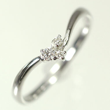 ダイヤモンド リング K10WG・ダイヤモンド0.05ct　スリーストーンリング（指輪） ダイヤモンド指輪