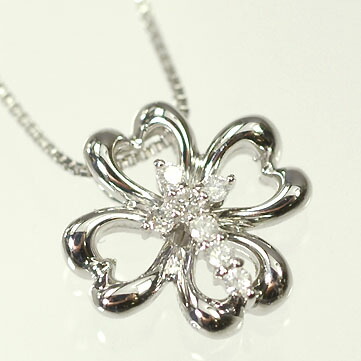 ダイヤモンド ネックレス K10WG・ダイヤ0.04ct　クローバークロスペンダント（ネックレス）