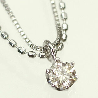 ダイヤモンド ネックレス K10WG・ダイヤ0.1ct　ダブルチェーンスタッドペンダント（ネックレス）