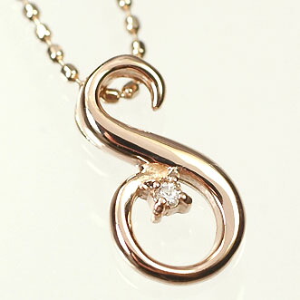 イニシャル ネックレス ダイヤモンド K10PG・ダイヤ0.03ct　イニシャルペンダント「S」（ネックレス）